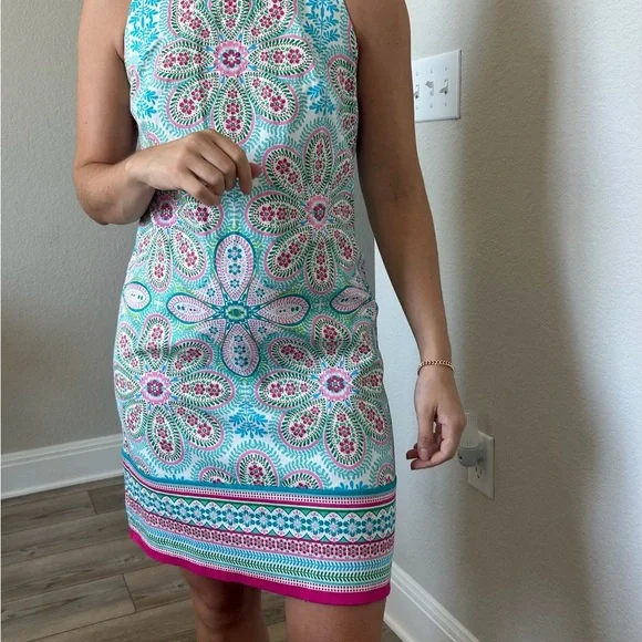 London Times Sleeveless Floral Midi Dress | Resort / Preppy Summer midi dress - Picture 2 of 10